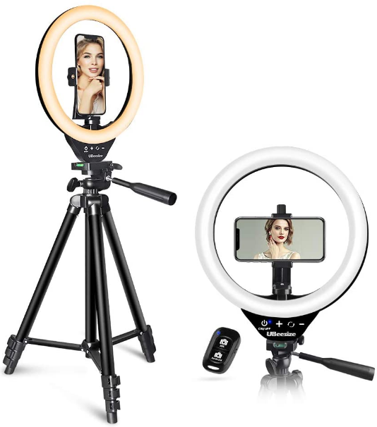 La lampe annulaire selfie UBeesize comprend un mini anneau LED de 20 cm qui est livré avec trois modes d'éclairage de couleur.