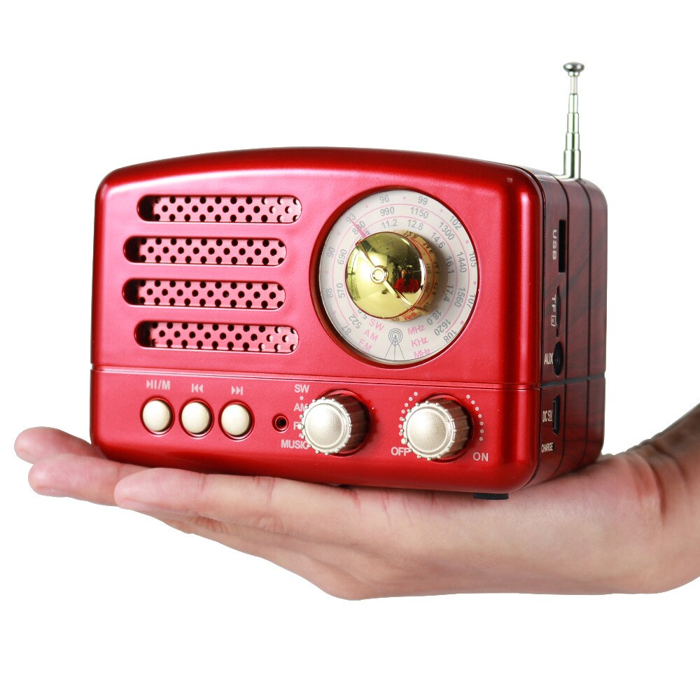 PRUNUS M-160BT Radio rétro classique FM/AM/SW Récepteur radio Bluetooth USB Cartes AUX/TF rechargeables Radios haut-parleur stéréo MP3.