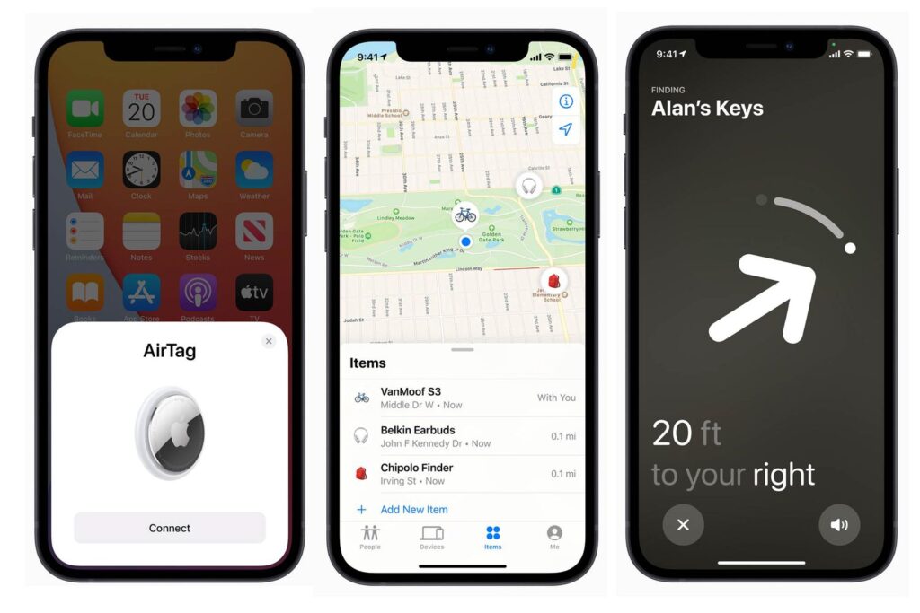 Les AirTags d'Apple utilisent la connexion Bluetooth pour déterminer l'emplacement de vos objets.